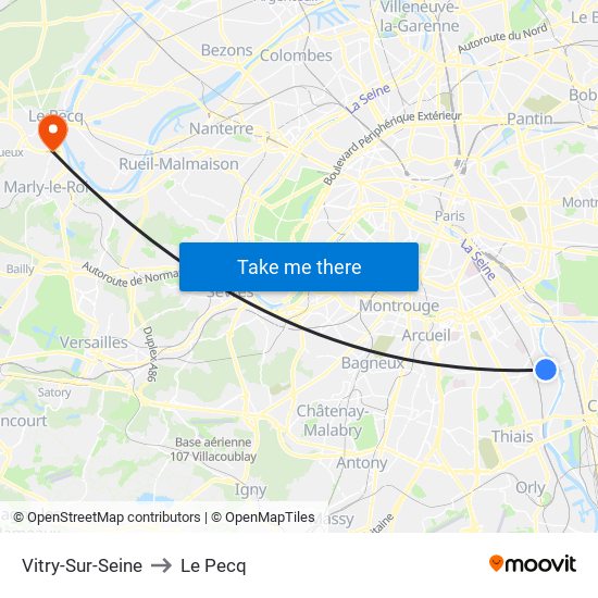 Vitry-Sur-Seine to Le Pecq map