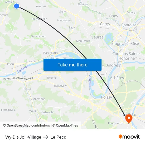 Wy-Dit-Joli-Village to Le Pecq map