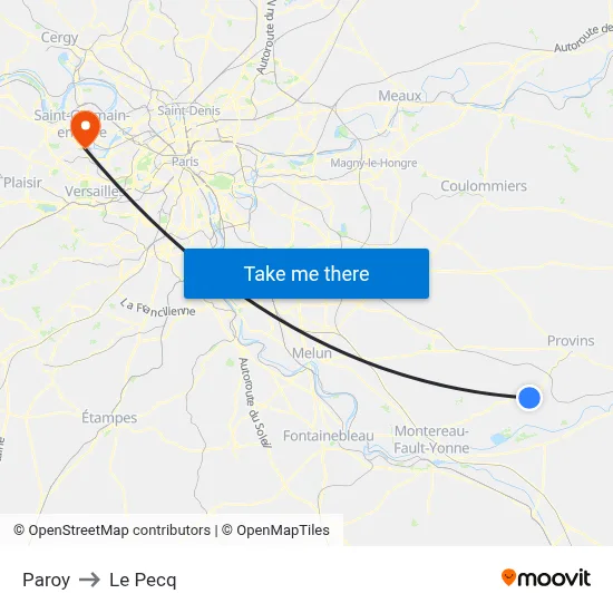 Paroy to Le Pecq map