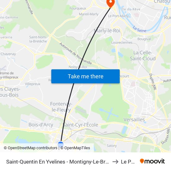 Saint-Quentin En Yvelines - Montigny-Le-Bretonneux to Le Pecq map