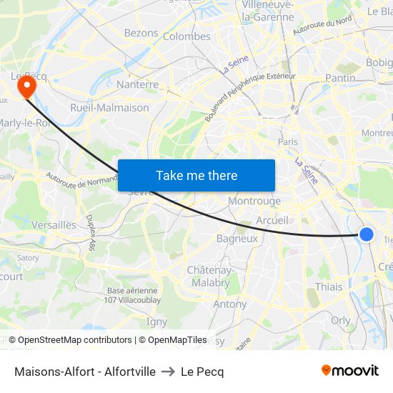 Maisons-Alfort - Alfortville to Le Pecq map