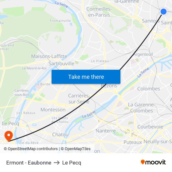 Ermont - Eaubonne to Le Pecq map