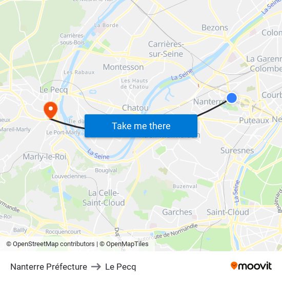 Nanterre Préfecture to Le Pecq map