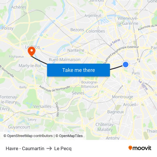 Havre - Caumartin to Le Pecq map