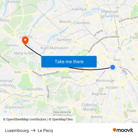 Luxembourg to Le Pecq map