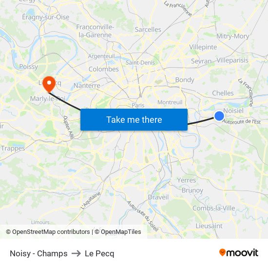 Noisy - Champs to Le Pecq map