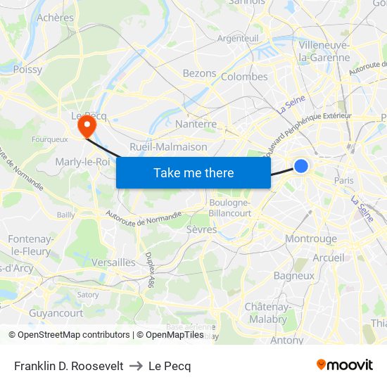 Franklin D. Roosevelt to Le Pecq map