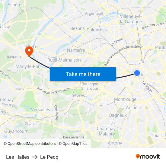 Les Halles to Le Pecq map