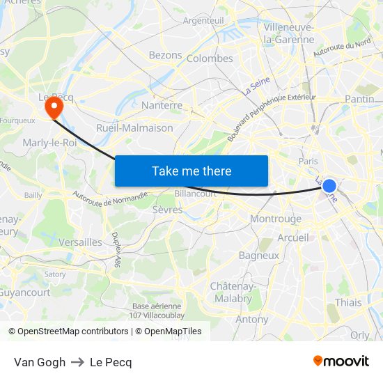 Van Gogh to Le Pecq map