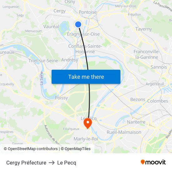 Cergy Préfecture to Le Pecq map