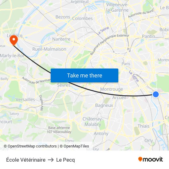 École Vétérinaire to Le Pecq map