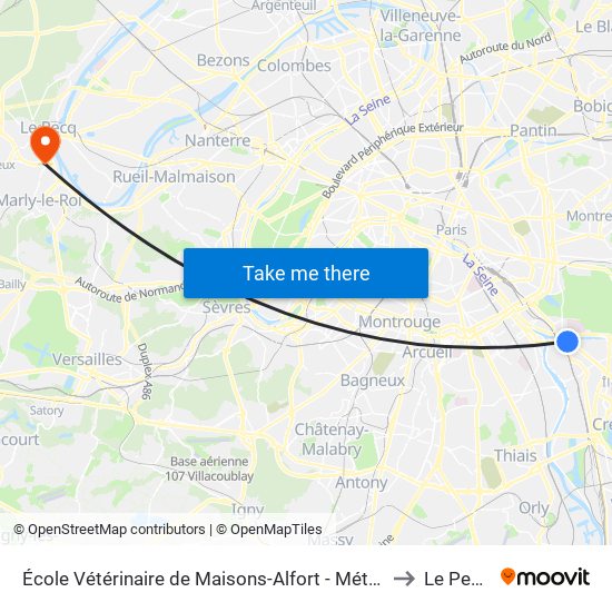 École Vétérinaire de Maisons-Alfort - Métro to Le Pecq map