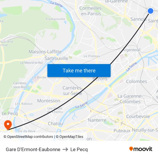 Gare D'Ermont-Eaubonne to Le Pecq map