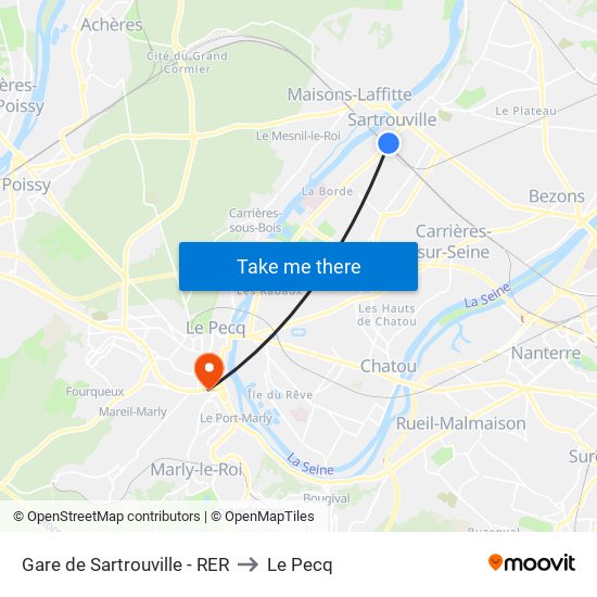Gare de Sartrouville - RER to Le Pecq map