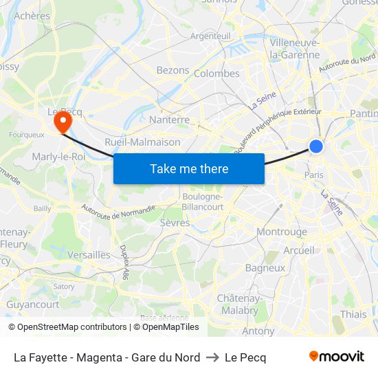 La Fayette - Magenta - Gare du Nord to Le Pecq map