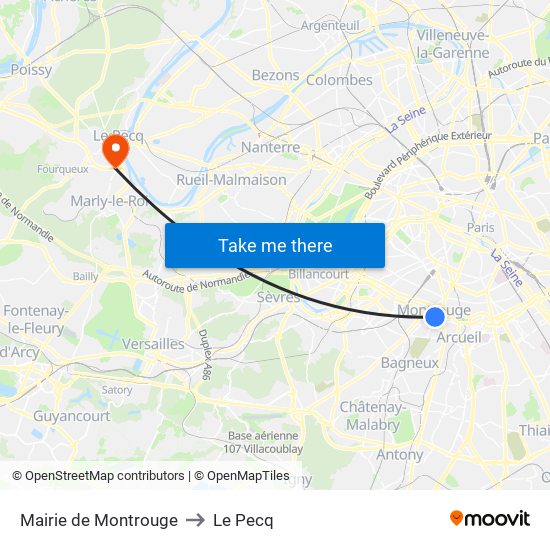 Mairie de Montrouge to Le Pecq map