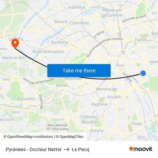 Pyrénées - Docteur Netter to Le Pecq map