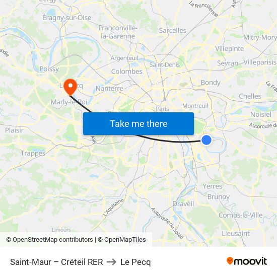 Saint-Maur – Créteil RER to Le Pecq map