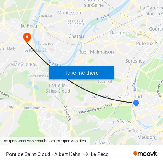 Pont de Saint-Cloud - Albert Kahn to Le Pecq map