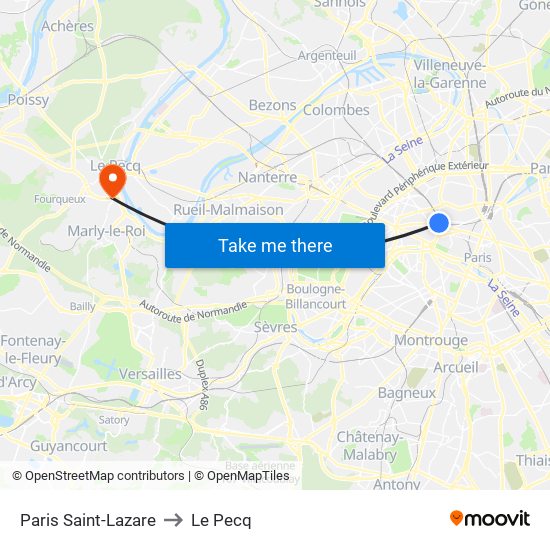 Paris Saint-Lazare to Le Pecq map