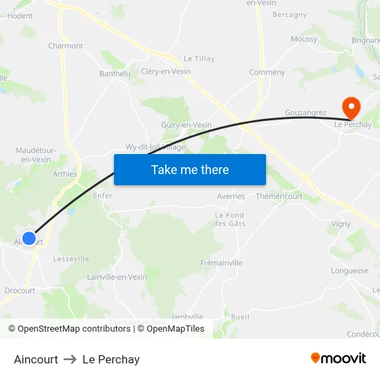 Aincourt to Le Perchay map