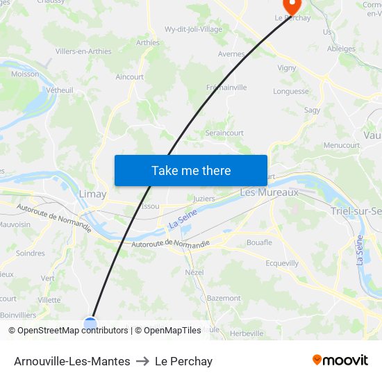 Arnouville-Les-Mantes to Le Perchay map