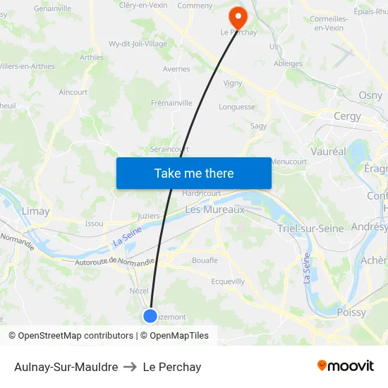 Aulnay-Sur-Mauldre to Le Perchay map