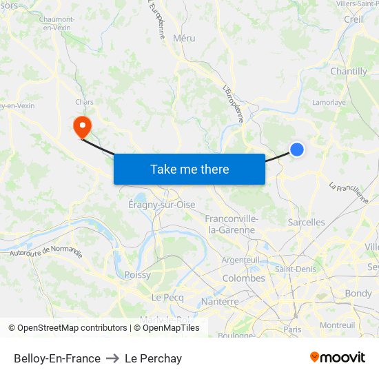 Belloy-En-France to Le Perchay map