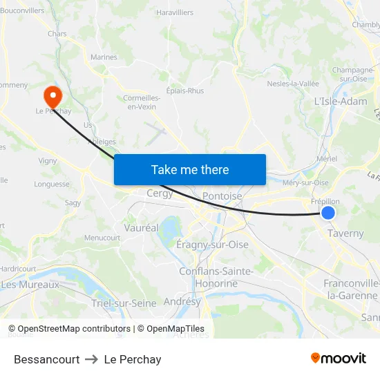 Bessancourt to Le Perchay map