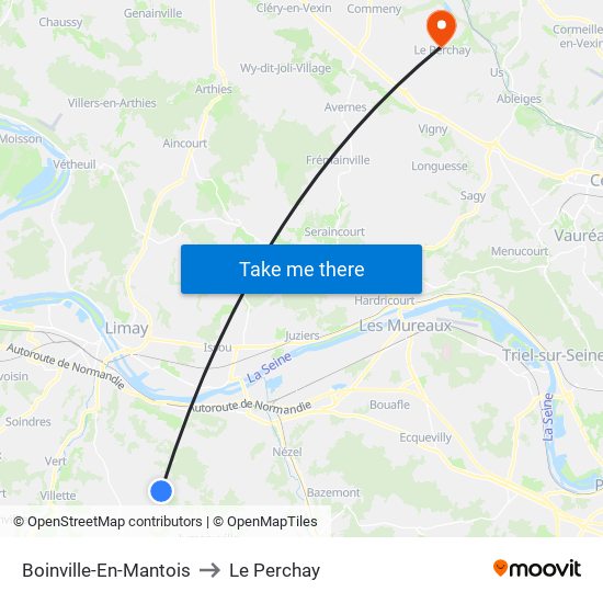 Boinville-En-Mantois to Le Perchay map
