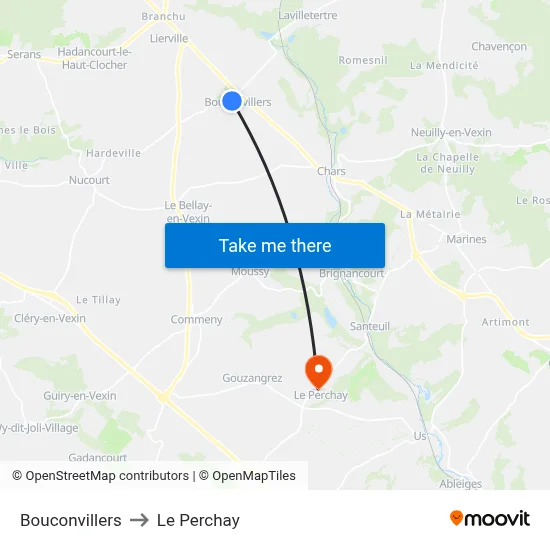 Bouconvillers to Le Perchay map