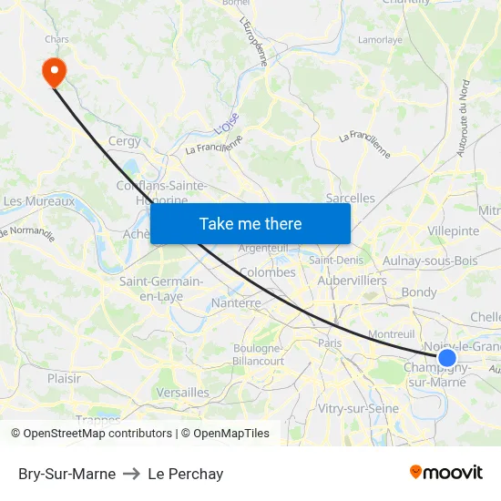 Bry-Sur-Marne to Le Perchay map