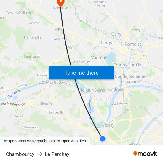Chambourcy to Le Perchay map