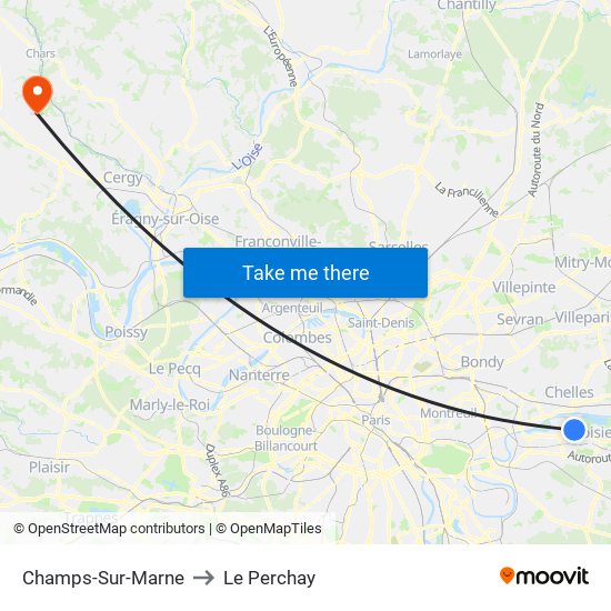 Champs-Sur-Marne to Le Perchay map