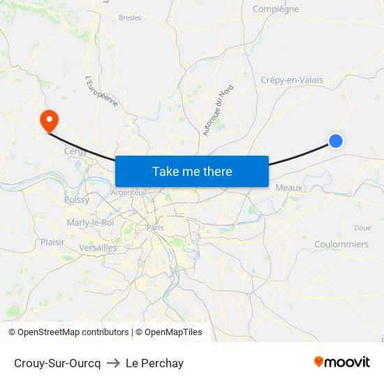 Crouy-Sur-Ourcq to Le Perchay map