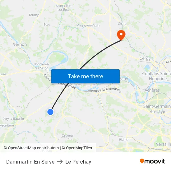Dammartin-En-Serve to Le Perchay map