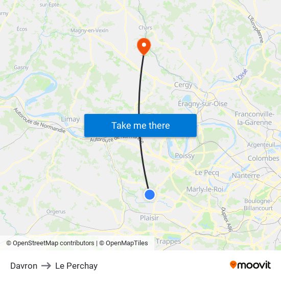Davron to Le Perchay map