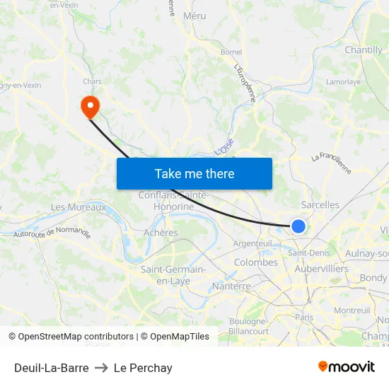 Deuil-La-Barre to Le Perchay map