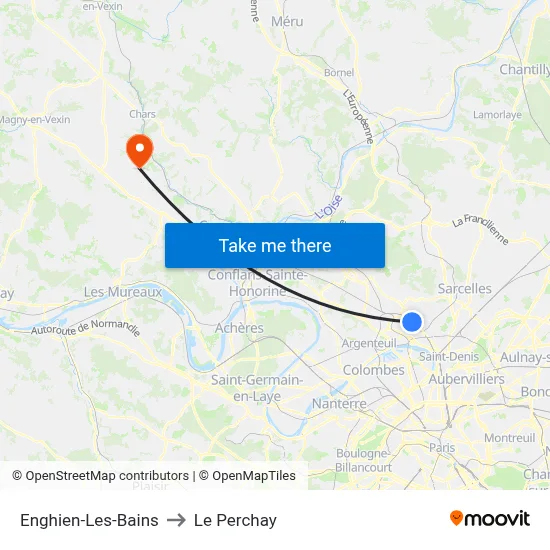 Enghien-Les-Bains to Le Perchay map