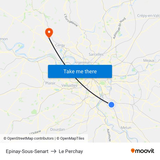 Epinay-Sous-Senart to Le Perchay map