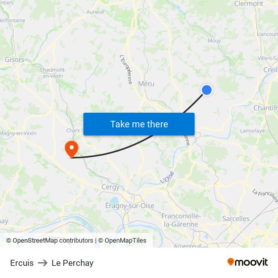 Ercuis to Le Perchay map