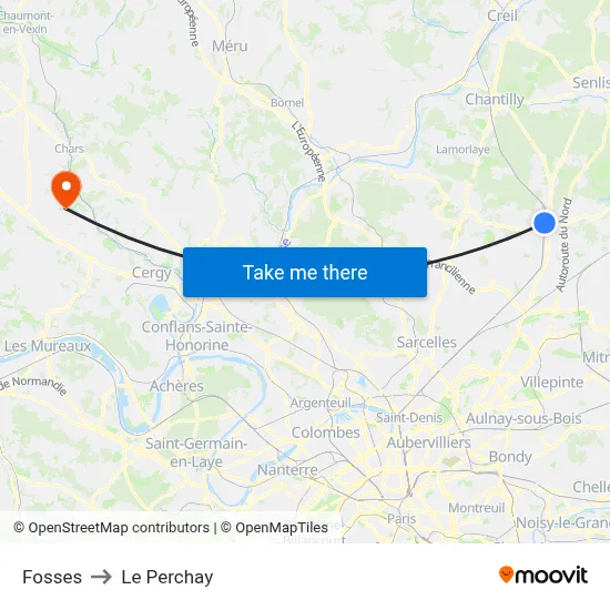 Fosses to Le Perchay map