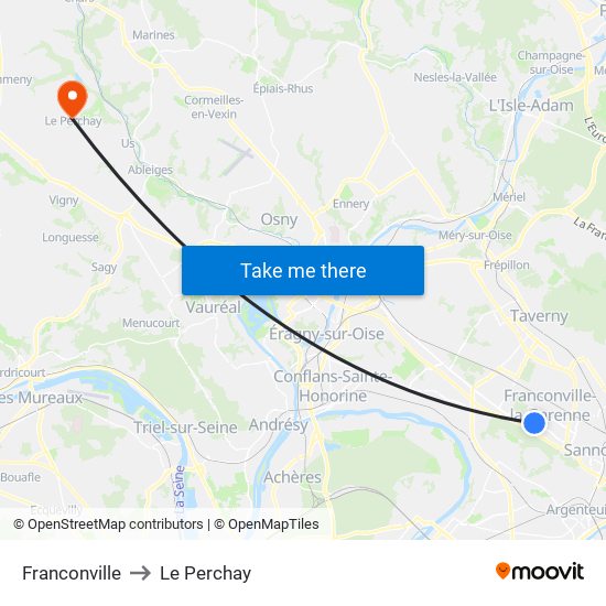 Franconville to Le Perchay map