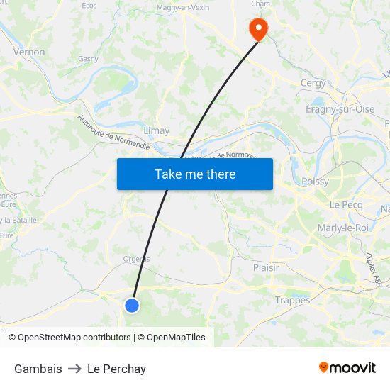 Gambais to Le Perchay map