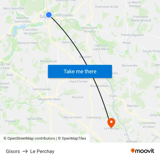 Gisors to Le Perchay map