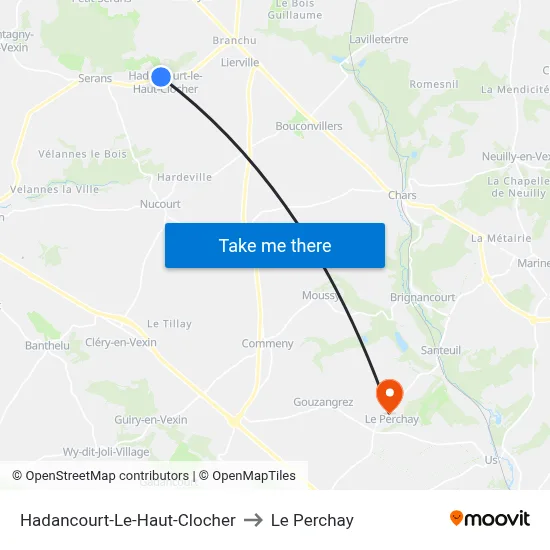 Hadancourt-Le-Haut-Clocher to Le Perchay map