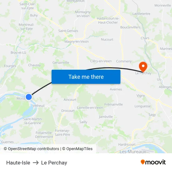 Haute-Isle to Le Perchay map