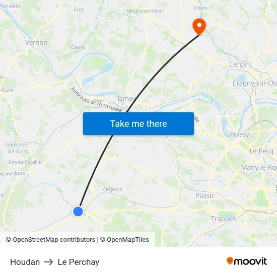 Houdan to Le Perchay map