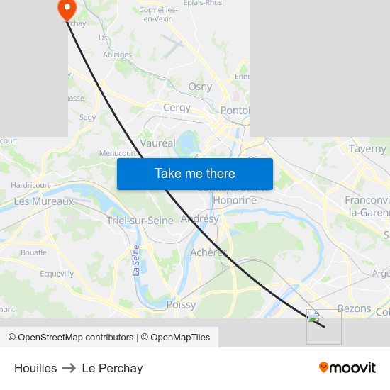 Houilles to Le Perchay map