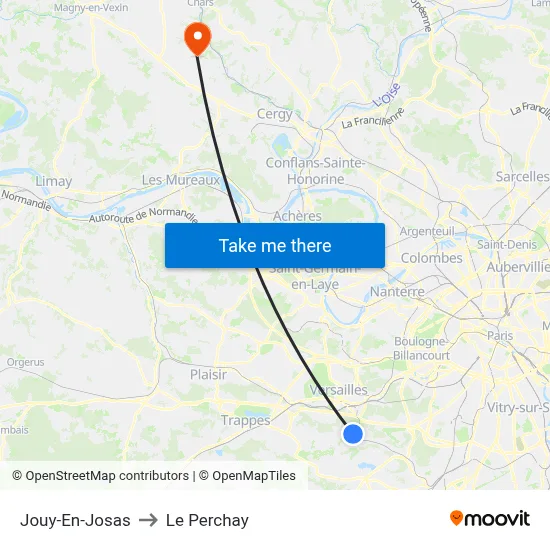 Jouy-En-Josas to Le Perchay map